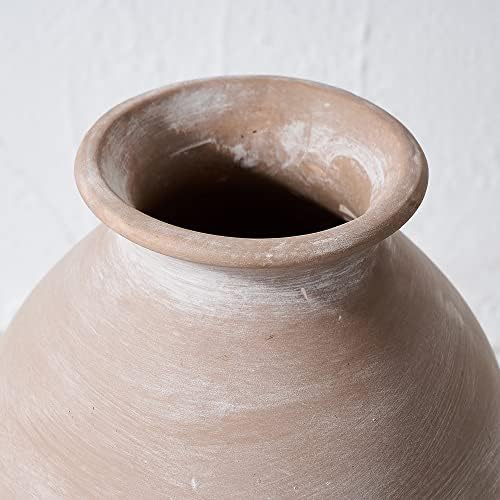 LUKA Ceramic Farmhouse Vase 92 Inch Whitewashed Terracotta