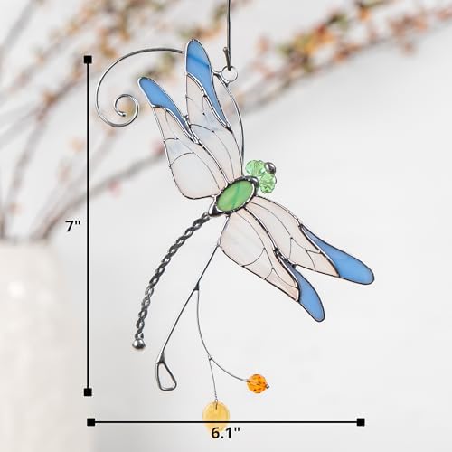 Blue Dragonfly Stained Glass Suncatcher Window Hanging