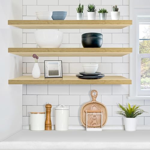 Sorbus Floating Shelves 48 Inch Maple Wood 2 Pack