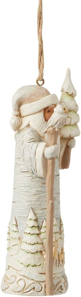 Enesco Jim Shore Heartwood Creek White Woodland Birch Bark Santa Claus Hanging Ornament