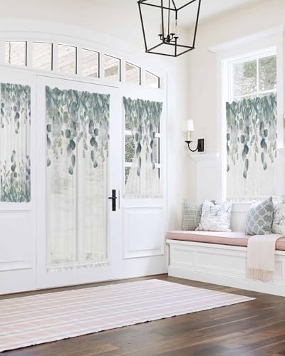 PANJINEXT Door Curtains 54x40 Sheer Privacy Drapes