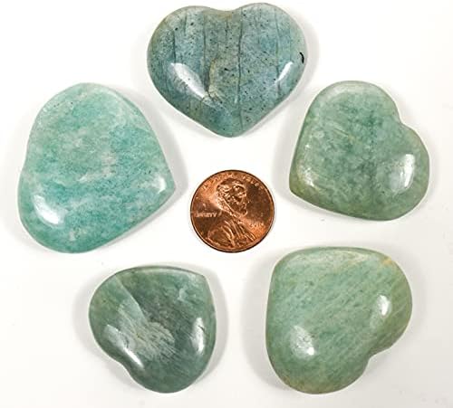 33mm Soft Green Amazonite Heart Stones - 2PCS
