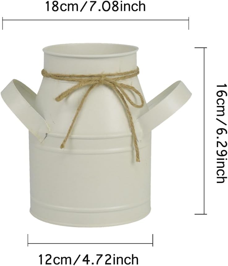 Galvanized Metal Farmhouse Milk Can Vase Decor