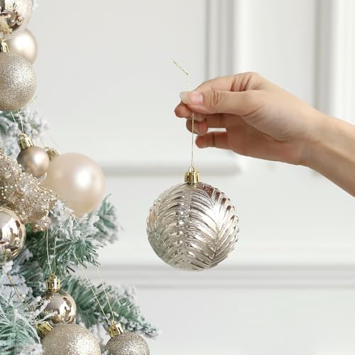 54Pcs Assorted Champagne Gold Xmas Tree Balls Ornaments Set