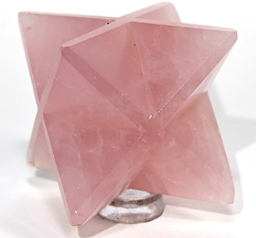 HQRP HC Set 68mm Rose Quartz 8 Point Merkaba Star Lavender Crystal Stone with Clear Quartz Cabochon