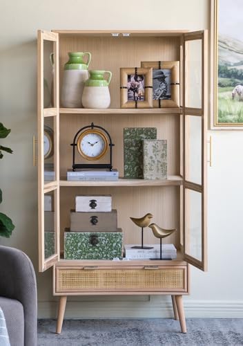 8 Tall Decorative Ceramic Jug Vase with Glossy Green and Natural Tan Finish