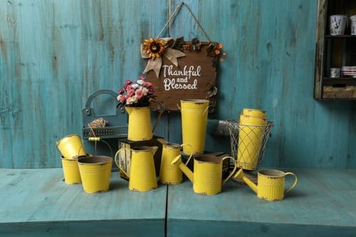 French Style Shabby Chic Metal Flower Vase Yellow