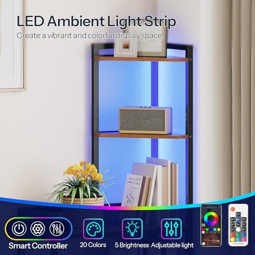 HOOBRO 5-Tier Corner Shelf with LED Light