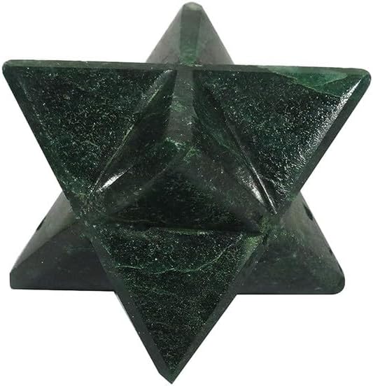Dark Green Jade Merkaba Selenite Cube with Velvet Pouch