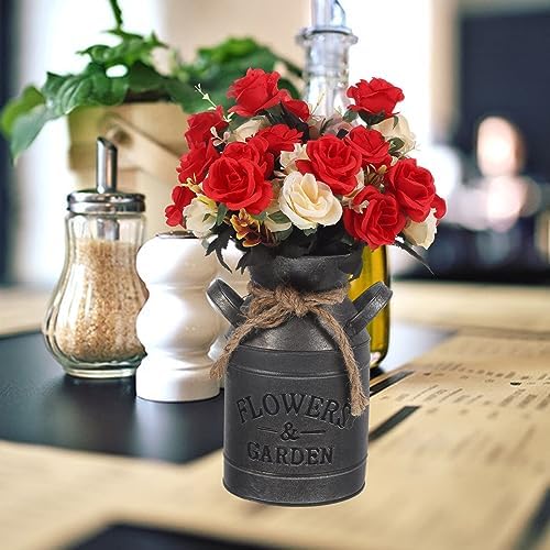 Vintage Galvanized Flower Jug Decorative Planter for Home and Kitchen