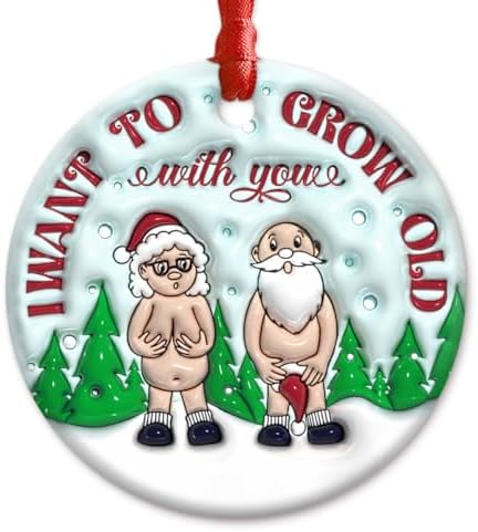Funny Ceramic Ornament for Couples - Grow Old with You Christmas Decor