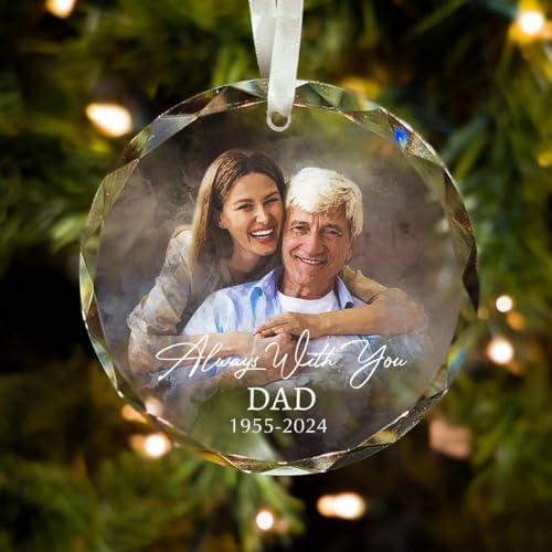 Custom Photo Memorial Glass Ornament - Personalized Christmas Portrait Decoration