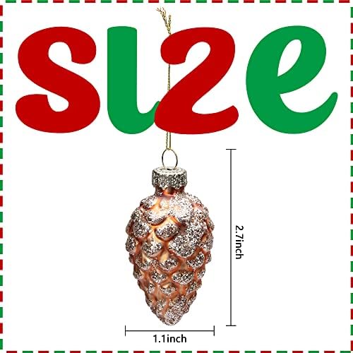 Watayo 12 Pcs Christmas Pinecone Glass Ornaments