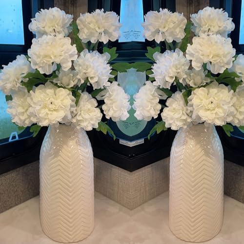 Hjn White Ceramic Vase for Flowers and Decor