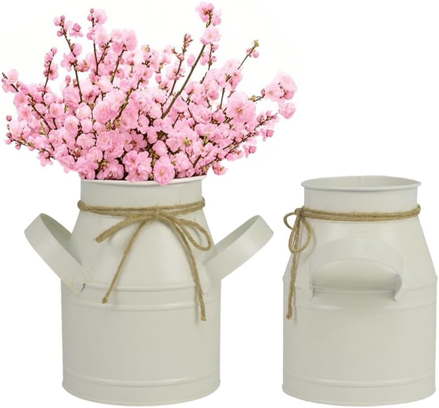 Galvanized Metal Farmhouse Milk Can Vase Decor