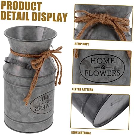 VICASKY Iron Flower Jug Vintage Pitcher Vase Silver