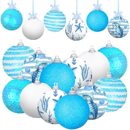 Zhanmai 12 Pcs Summer Ocean Themed Hanging Ornaments