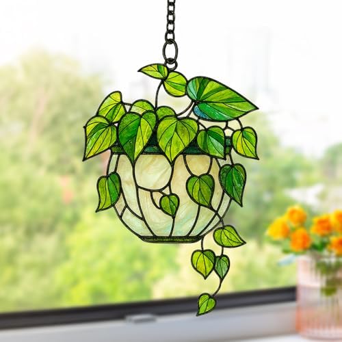 Personalized Pothos Plant Suncatcher - Boho Decor