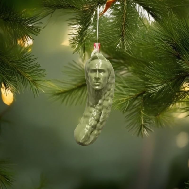 Funny Nicolas Cage Pickle Christmas Ornament