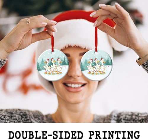 Cute Ducks Christmas Ceramic Ornament - Farmhouse Decor Funny Gifts for Friends