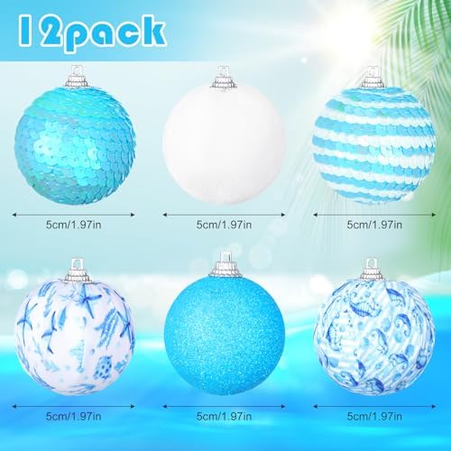 Zhanmai 12 Pcs Summer Ocean Themed Hanging Ornaments