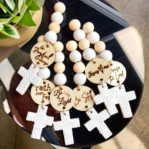Personalized Wooden Christian Cross Car Mirror Hanger