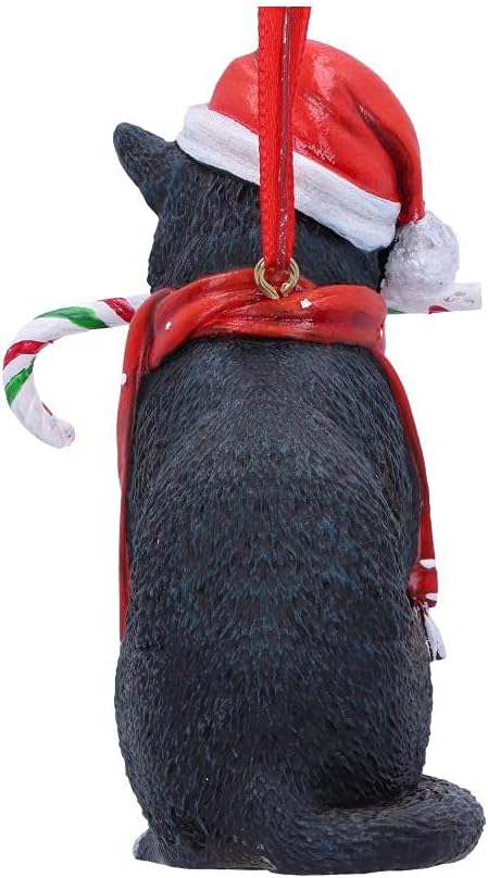 Nemesis Now Candy Cane Cat Hanging Ornament 9cm Red Christmas