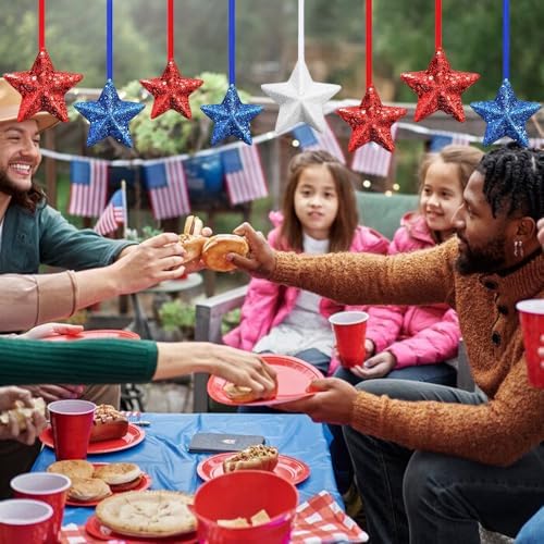 24 Pack 4th of July Star Hanging Ornaments