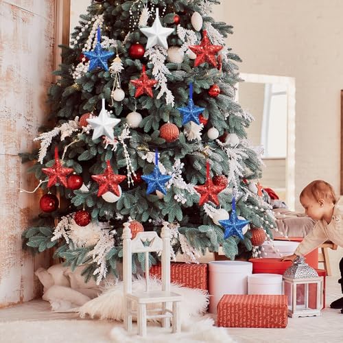 24 Pack 4th of July Star Hanging Ornaments