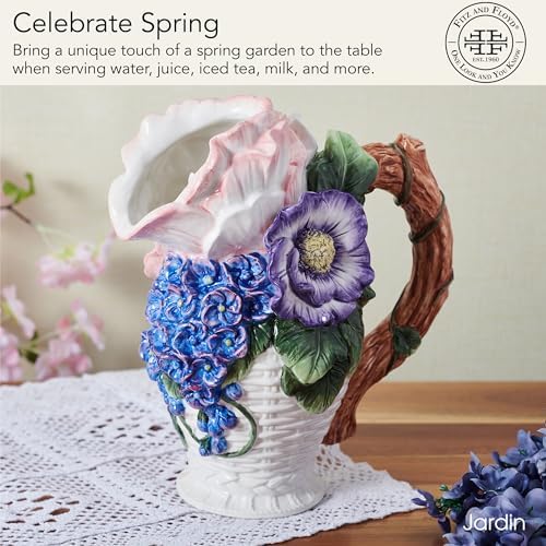 Fitz and Floyd Jardin Floral Bouquet Pitcher Vase