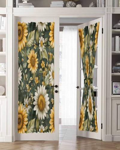 PANJINEXT Door Curtains 54x72 Sheer Thermal Insulated Rod Pocket Drapes with Tiebacks for French Doors