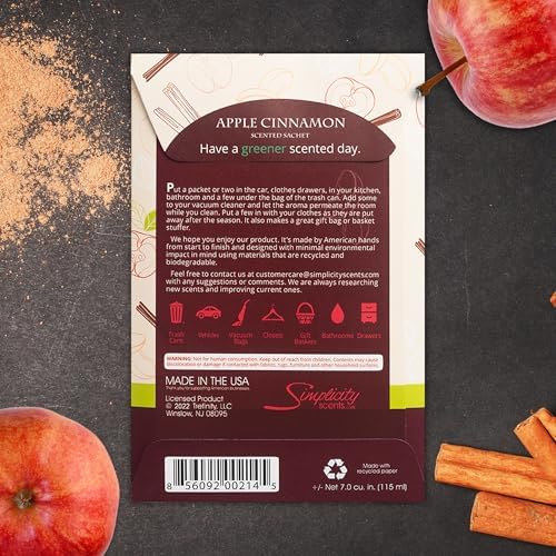 Simplicity Scents Apple Cinnamon Scented Sachets Pack of 3 Fall Winter