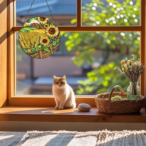 Stained Glass Window Suncatcher Farm Design