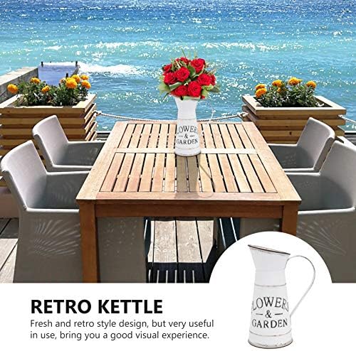 DOITOOL Rustic White Vase with Galvanized Look