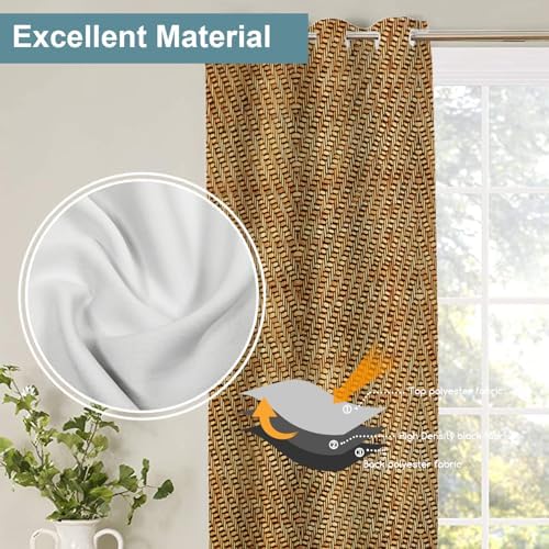 Shrahala Bamboo Rustic Tan Blackout Curtains 2 Panels 52x84