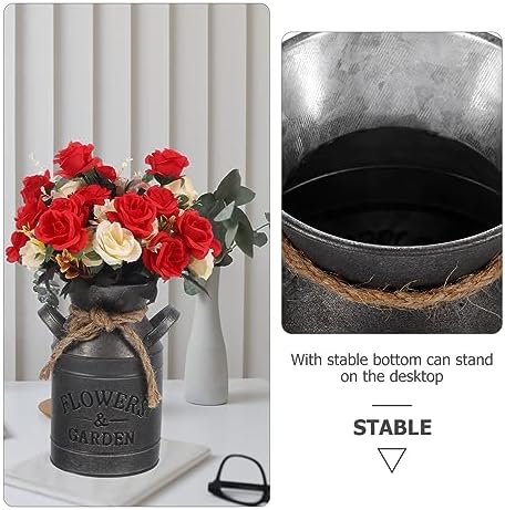 Vintage Galvanized Flower Jug Decorative Planter for Home and Kitchen