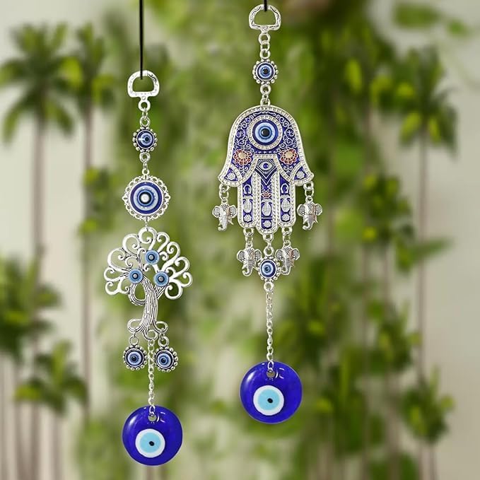 Generic 2 Pcs Blue Evil Eye Butterfly Hanging Ornament for Home and Car