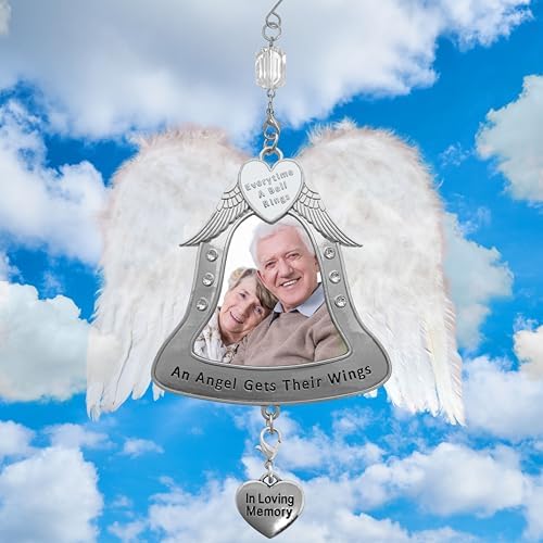 Loving Memory Photo Christmas Ornament with Angel Wings