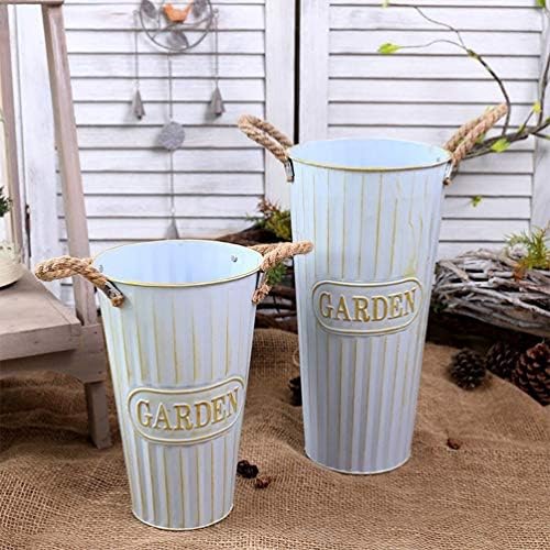 DOITOOL Rustic Metal Flower Vase Vintage Bucket Decor