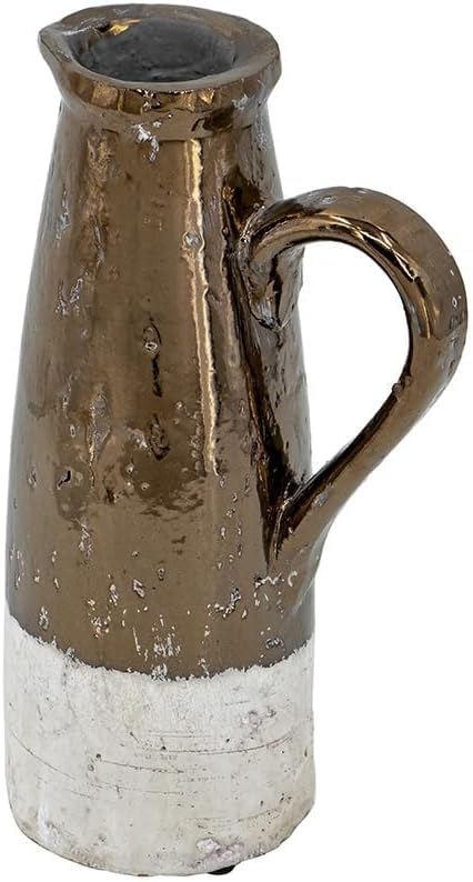 AB Home Tall Skinny Ceramic Pitcher Vase Sienna Brown 7x5x11in
