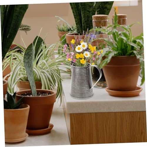 Zerodeko 2pcs Vintage Metal Jug Flower Vase for Rustic Decor