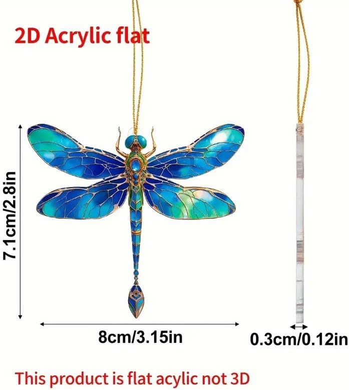 2 Pack Dragonfly Acrylic Suncatchers - Blue Green Holiday Decor