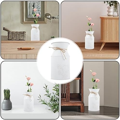 HOMSFOU Rustic Iron Bucket Vase for Home Decor