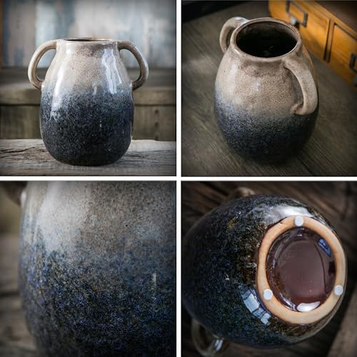JOJUNO Brown to Blue Gradient Ceramic Vase with Handles