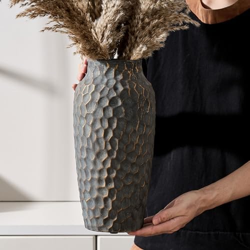 125 Inch Ceramic Rustic Antique Vase with Bronze Finish