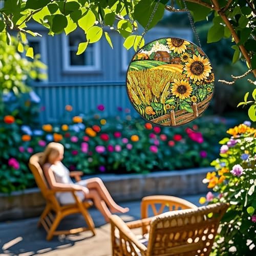 Stained Glass Window Suncatcher Farm Design