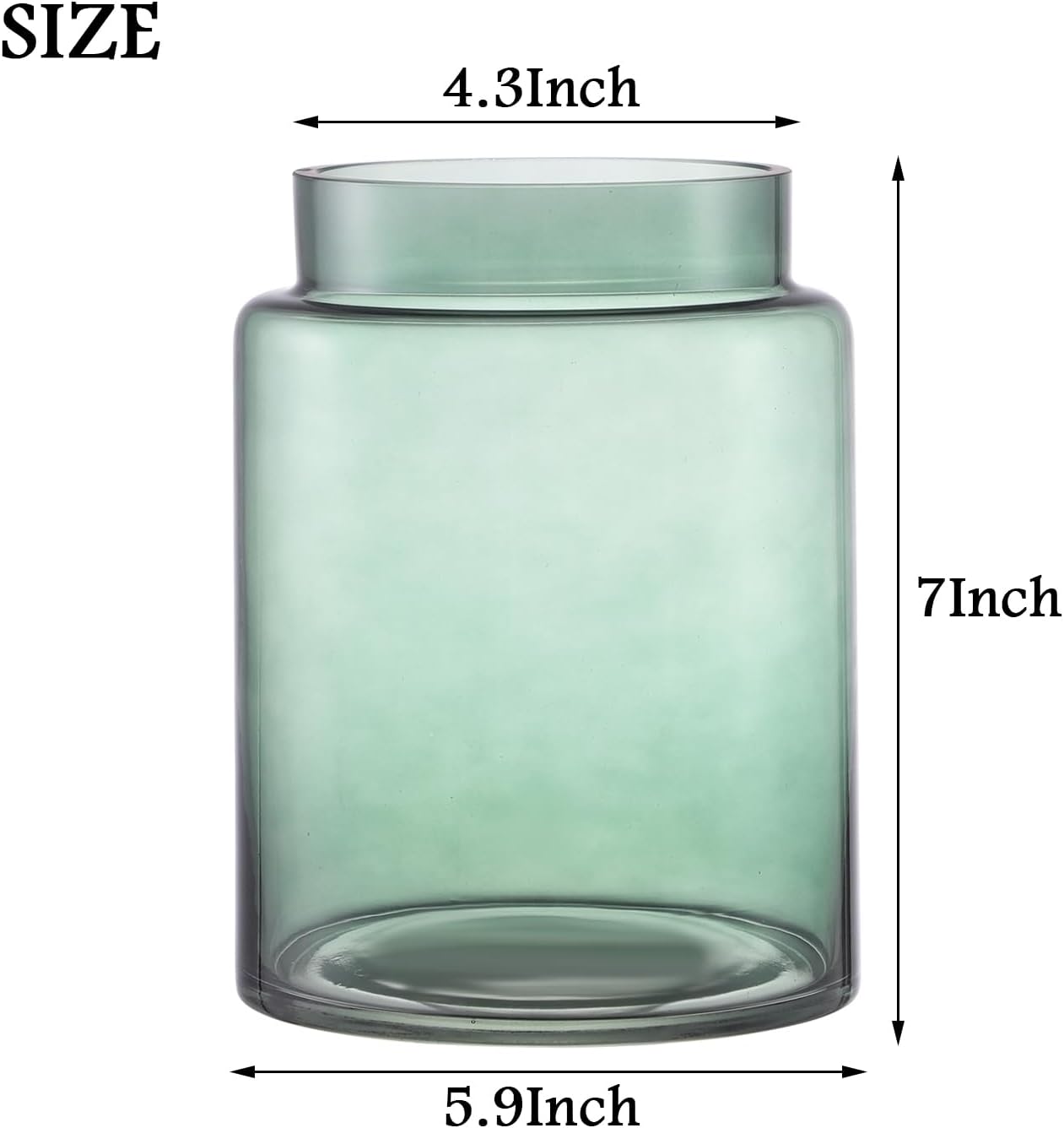 PORPAN 7 Inch Large Green Glass Vase