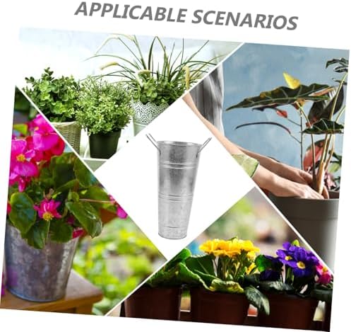 Vintage Iron Flower Bucket Vase for Dried Flowers