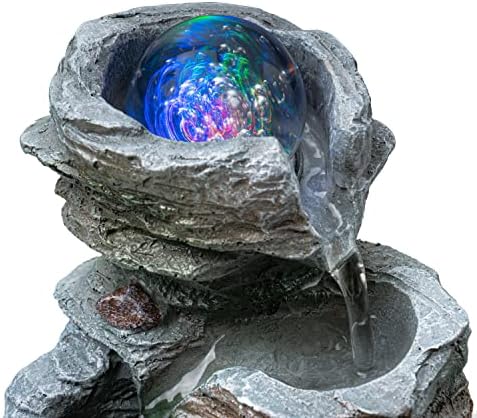 Tabletop Indoor Waterfall Fountain with LED Light and Relaxing Sounds