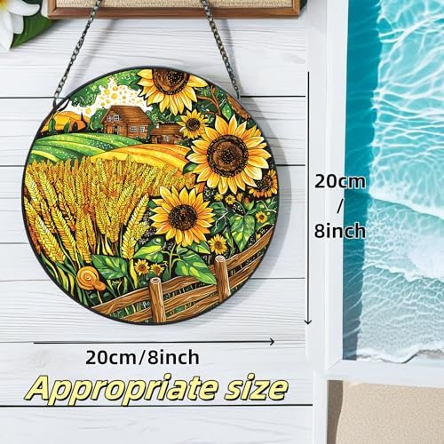 Stained Glass Window Suncatcher Farm Design